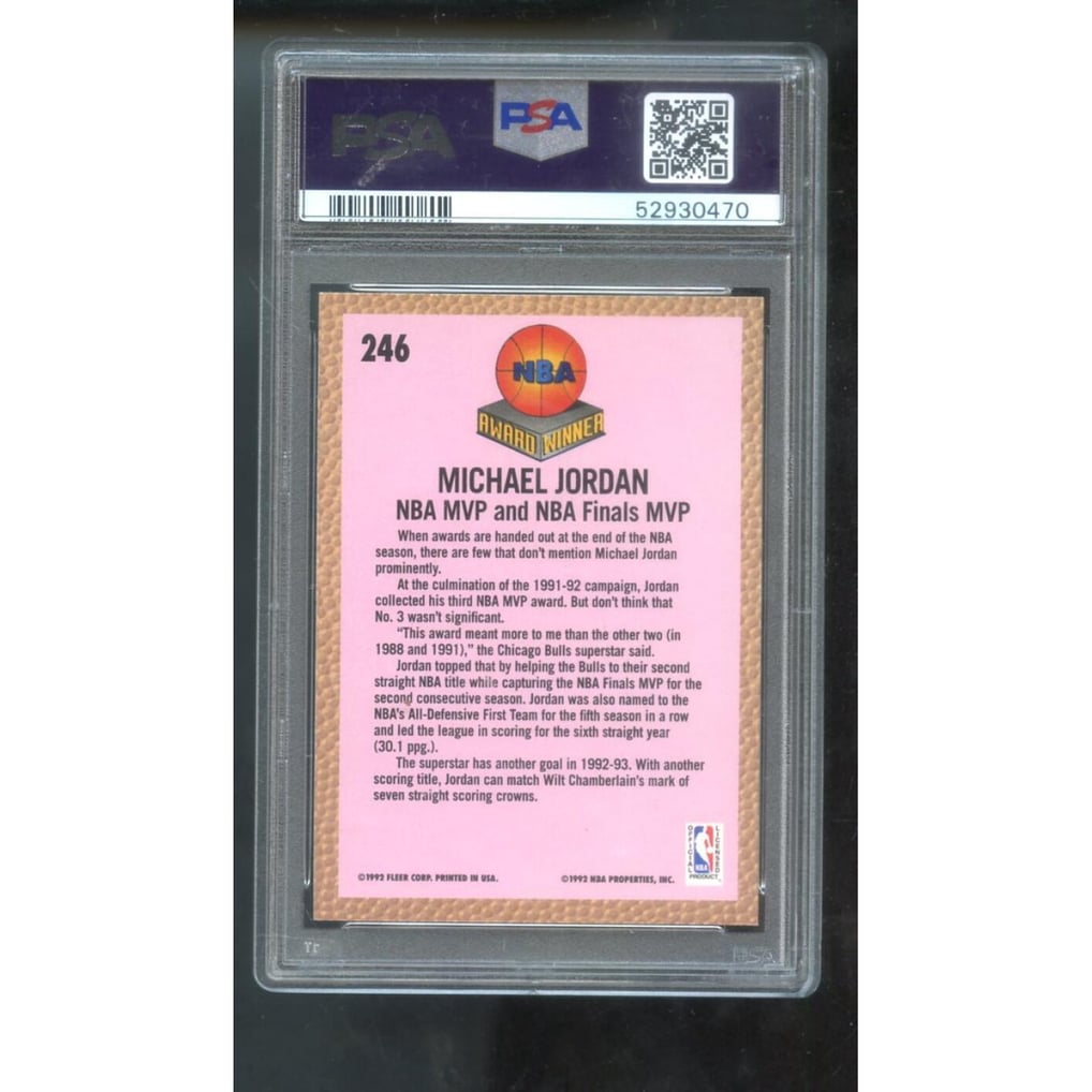 1992-93 Fleer #246 Michael Jordan PSA 9 Graded Card NBA Award 