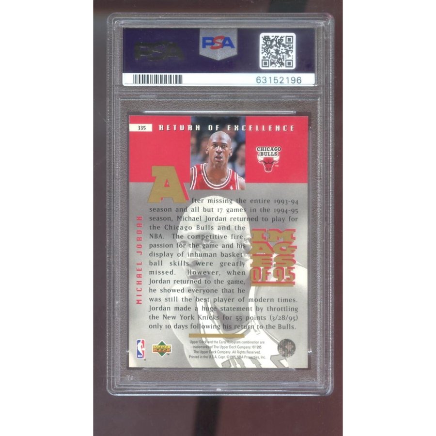 1995-96 Upper Deck #335 Michael Jordan PSA 9 Graded Card NBA 95-96 