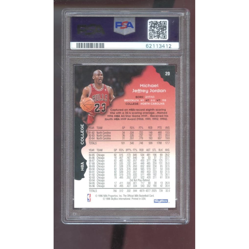 1996-97 Hoops #20 Michael Jordan PSA 8 Graded Basketball Card NBA 