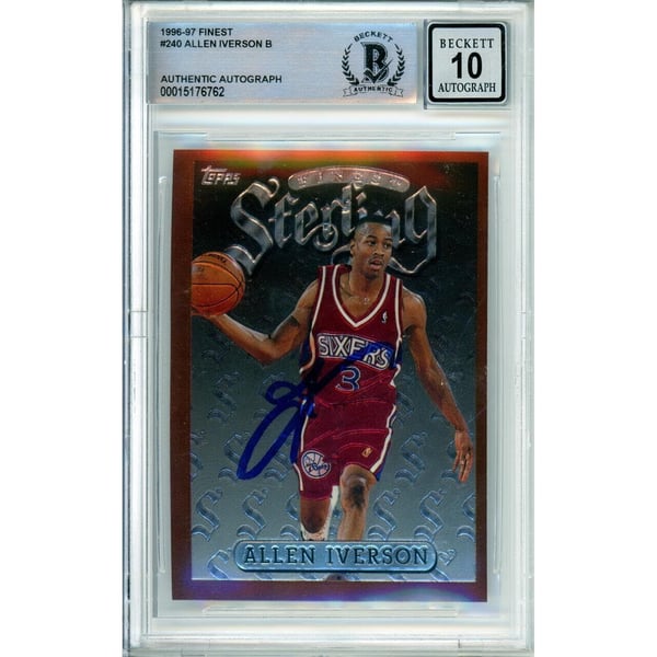 1996-97 Topps Finest Sterling #240 Allen Iverson RC 76ers BAS 