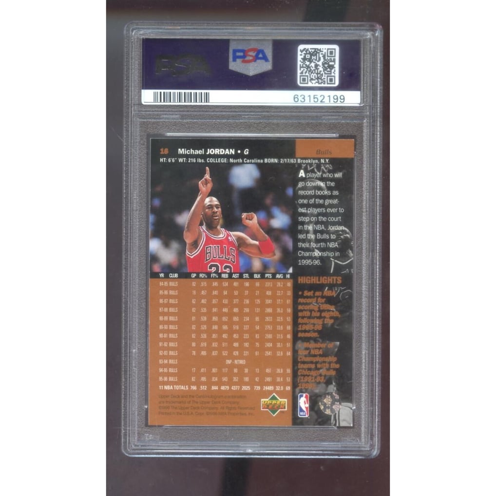 1996-97 Upper Deck 16 Michael Jordan PSA 8 Graded Basketball Card 