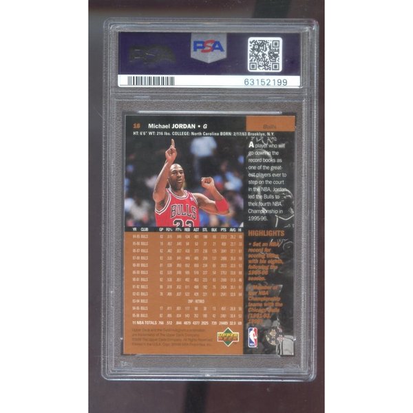 1996-97 Upper Deck 16 Michael Jordan PSA 8 Graded Basketball Card 