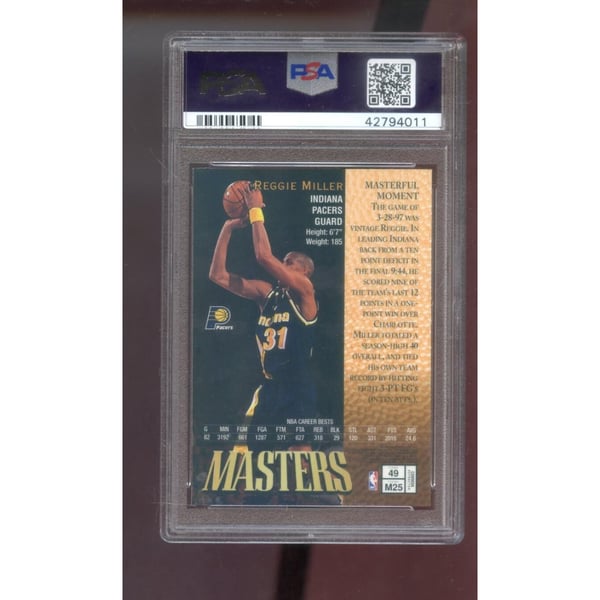 1997-98 Topps Finest Masters REFRACTOR #49 Reggie Miller PSA 9 