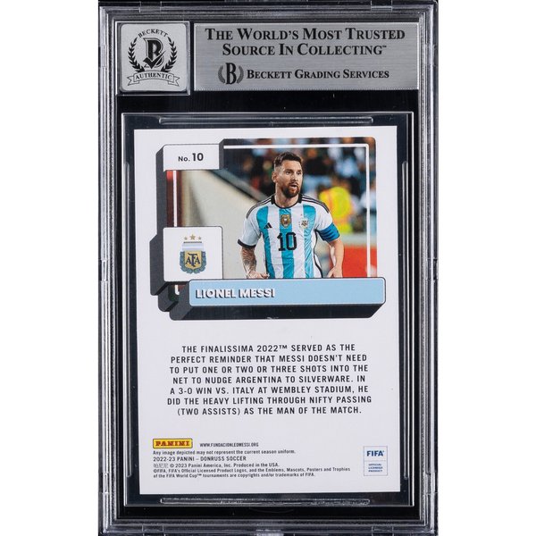 2022-23 Panini Donruss Lionel Messi #10 BAS Auto 10 Beckett