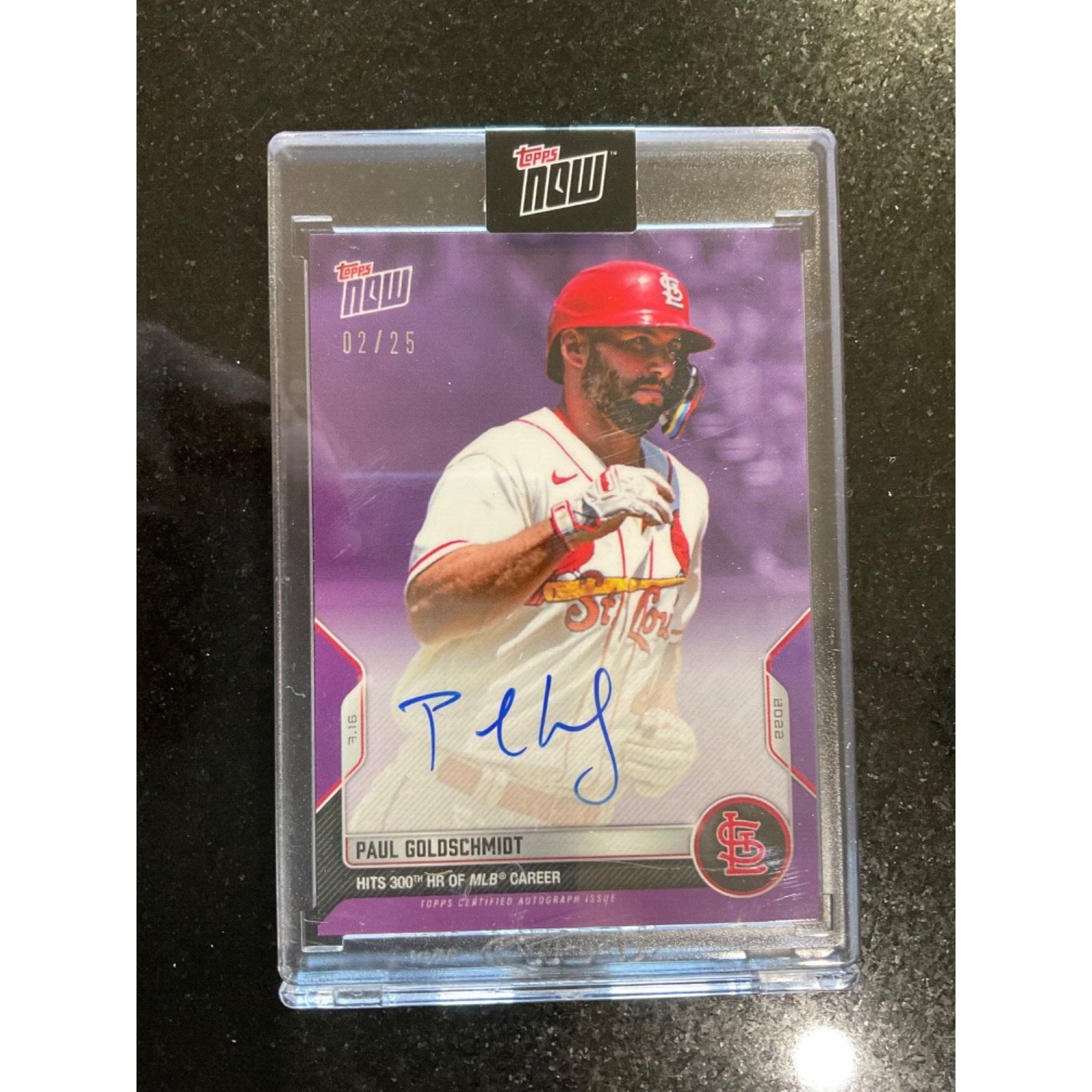 2022 Topps Now PAUL GOLDSCHMIDT On-Card Auto /25 Purple Card 540C 