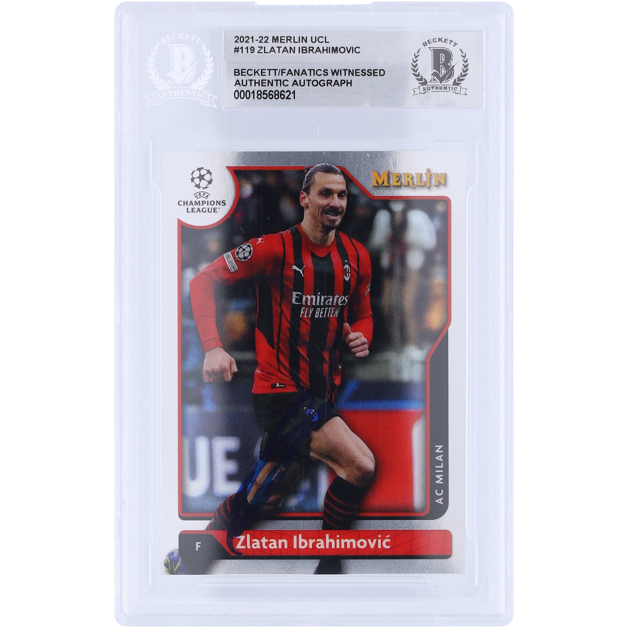 Zlatan Ibrahimovic AC Milan Autographed 2021-22 Topps Merlin UEFA