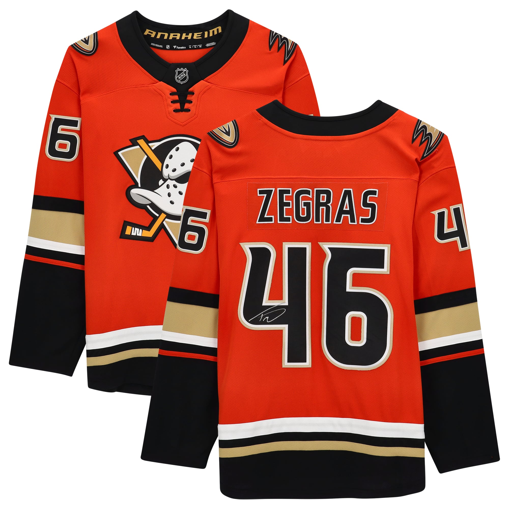 Trevor Zegras Orange Anaheim Ducks Autographed Fanatics Breakaway
