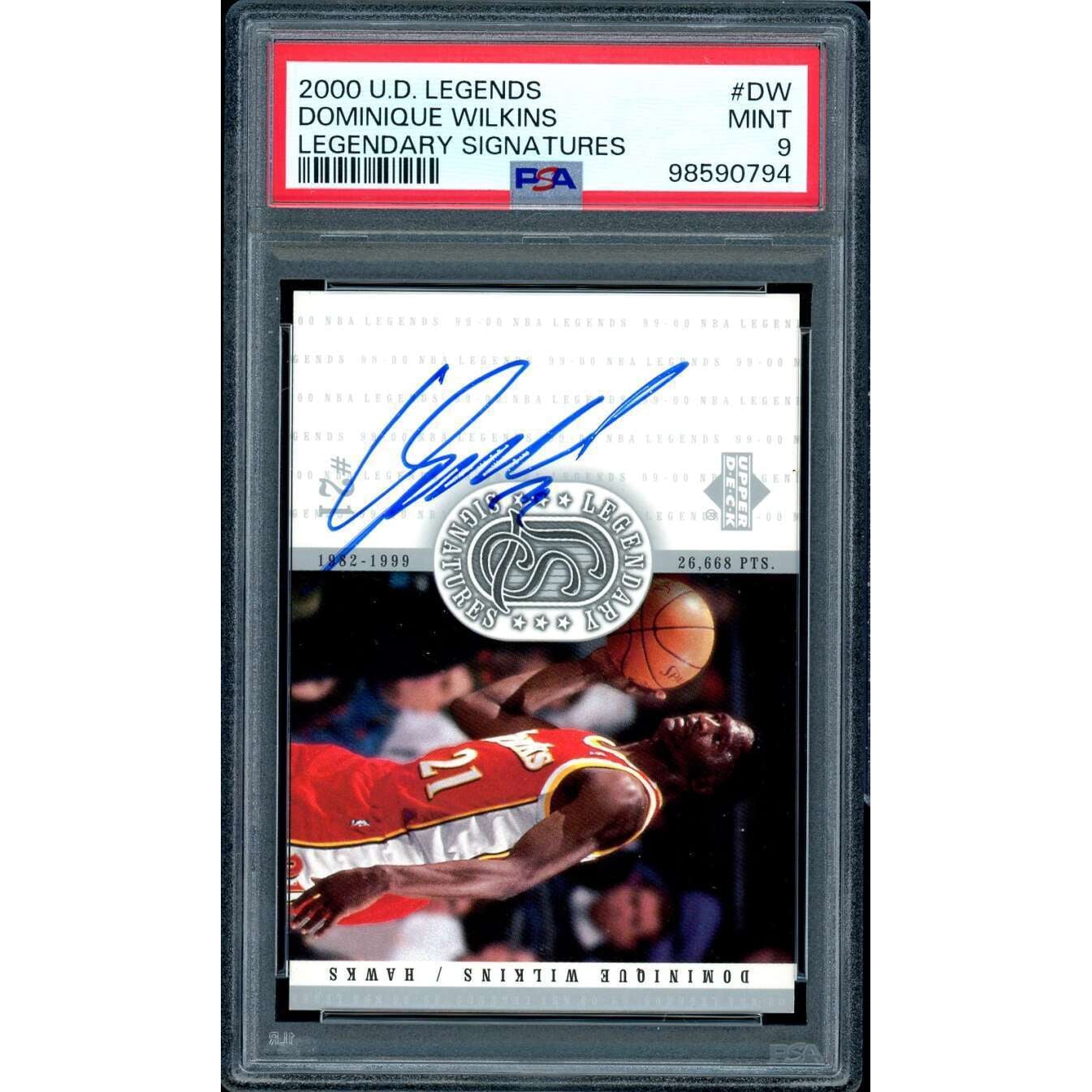 Dominique Wilkins Card 2000-01 U.D. Legends Legendary Signatures 
