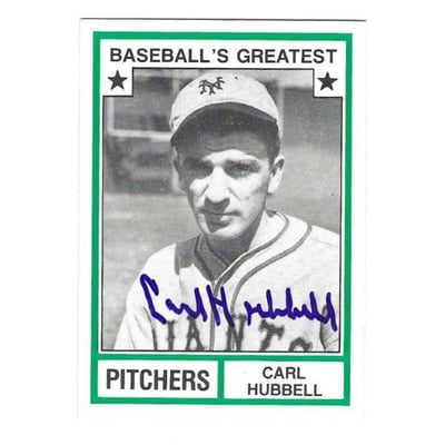 MLB Carl Hubbell Signed Trading Cards, Collectible Carl Hubbell 
