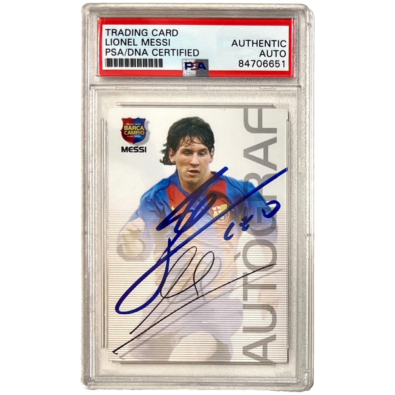 Lionel Messi Signed 2004 Panini Megacracks Rookie Card Barcelona 