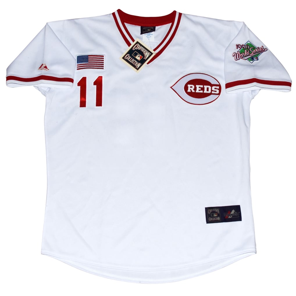 Barry Larkin Signed Cincinnati Reds 1990 World Series #11 Majestic
