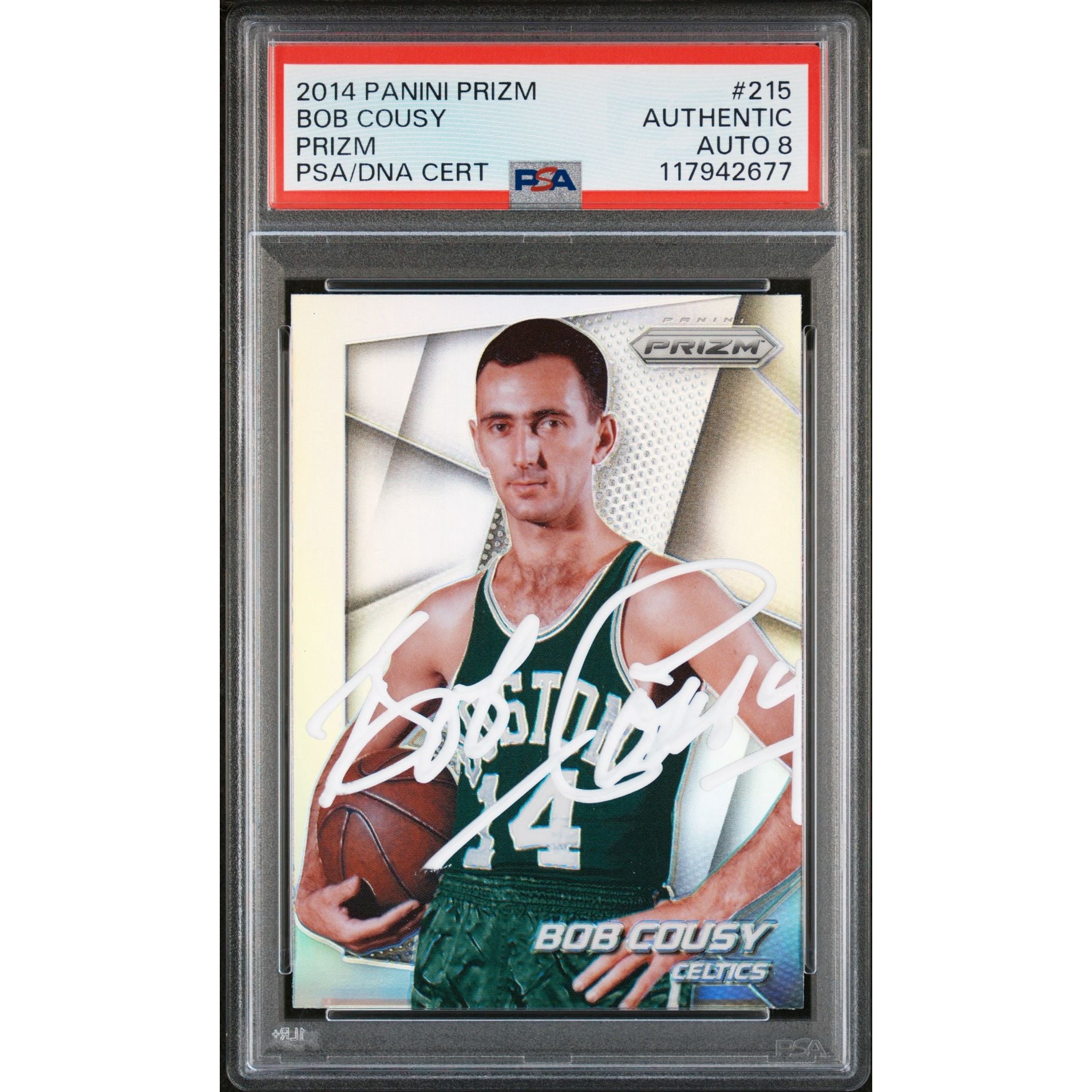 Bob Cousy 2014 Panini Prizm Silver Signed Basketball Card #215