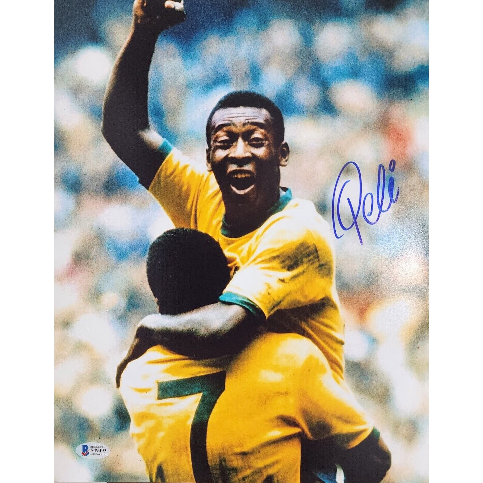 Pele Signed 11x14 Photo World Cup Celebration Autographed BAS 