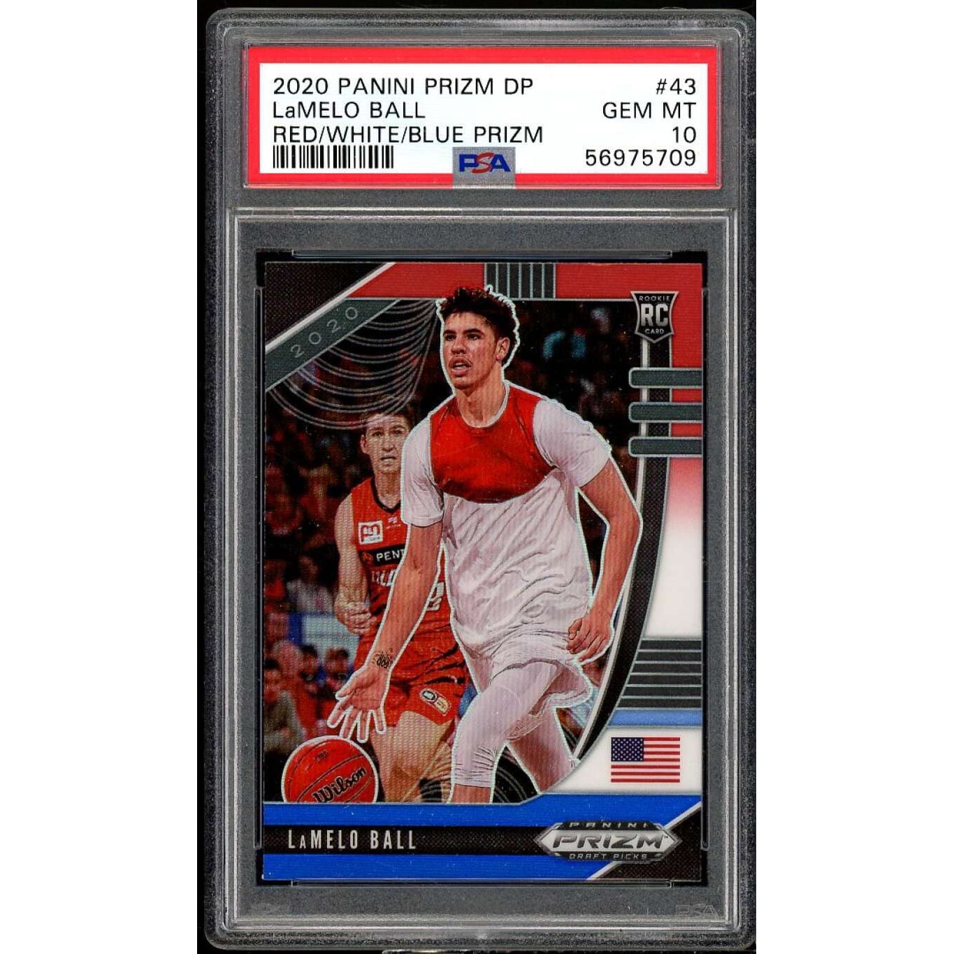 LaMelo Ball Rookie Card 2020-21 Panini Prizm DP Red White Blue 