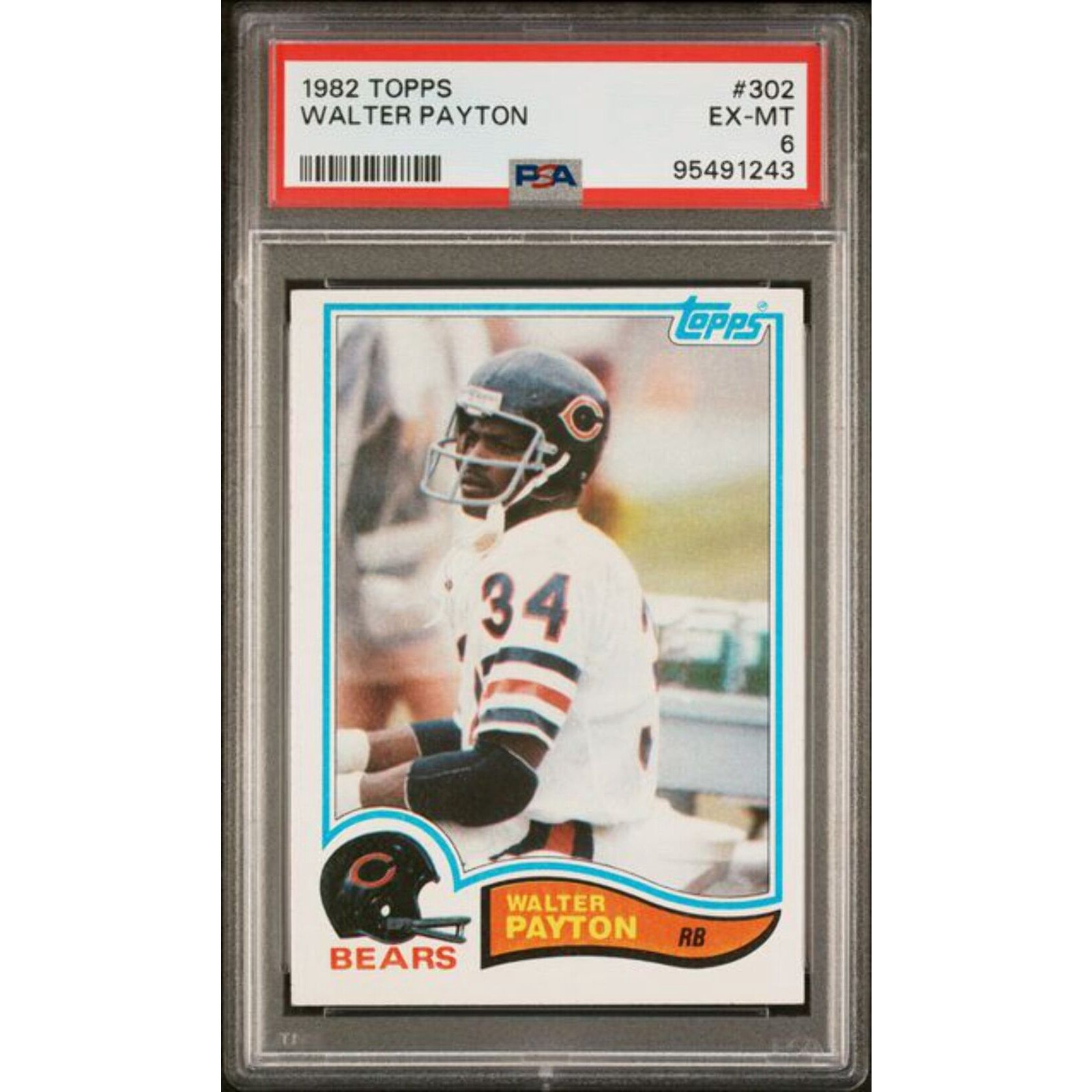 Graded 1982 Topps Walter Payton #302222 Football Card PSA 6 EX-MT