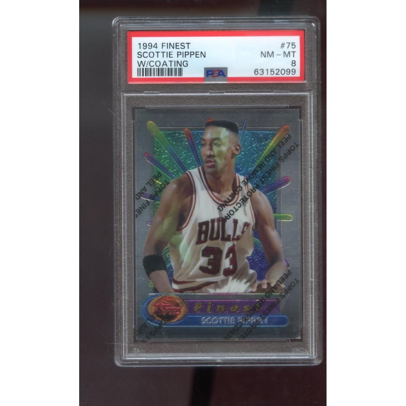 1994-95 Topps Finest Wi Coating #75 Scottie Pippen PSA 8 Graded 