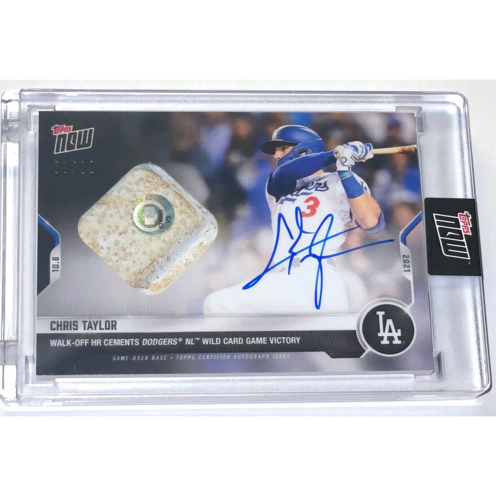 Chris Taylor Signed Wild Card Walk-off Topps Now Game Used Base 