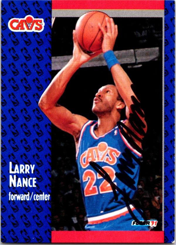 Larry Nance autographed basketball card (Cleveland Cavaliers, JZ 