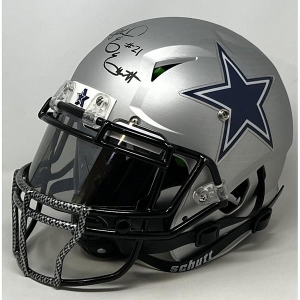 ezekiel elliott new football helmet Dallas Cowboys Signed Full Size Speed Authentic Flash BAS Included with the helmet is a Beckett witnessed hologram and certificate of authentication Elliott Dallas Ezekiel Elliott Autographed
