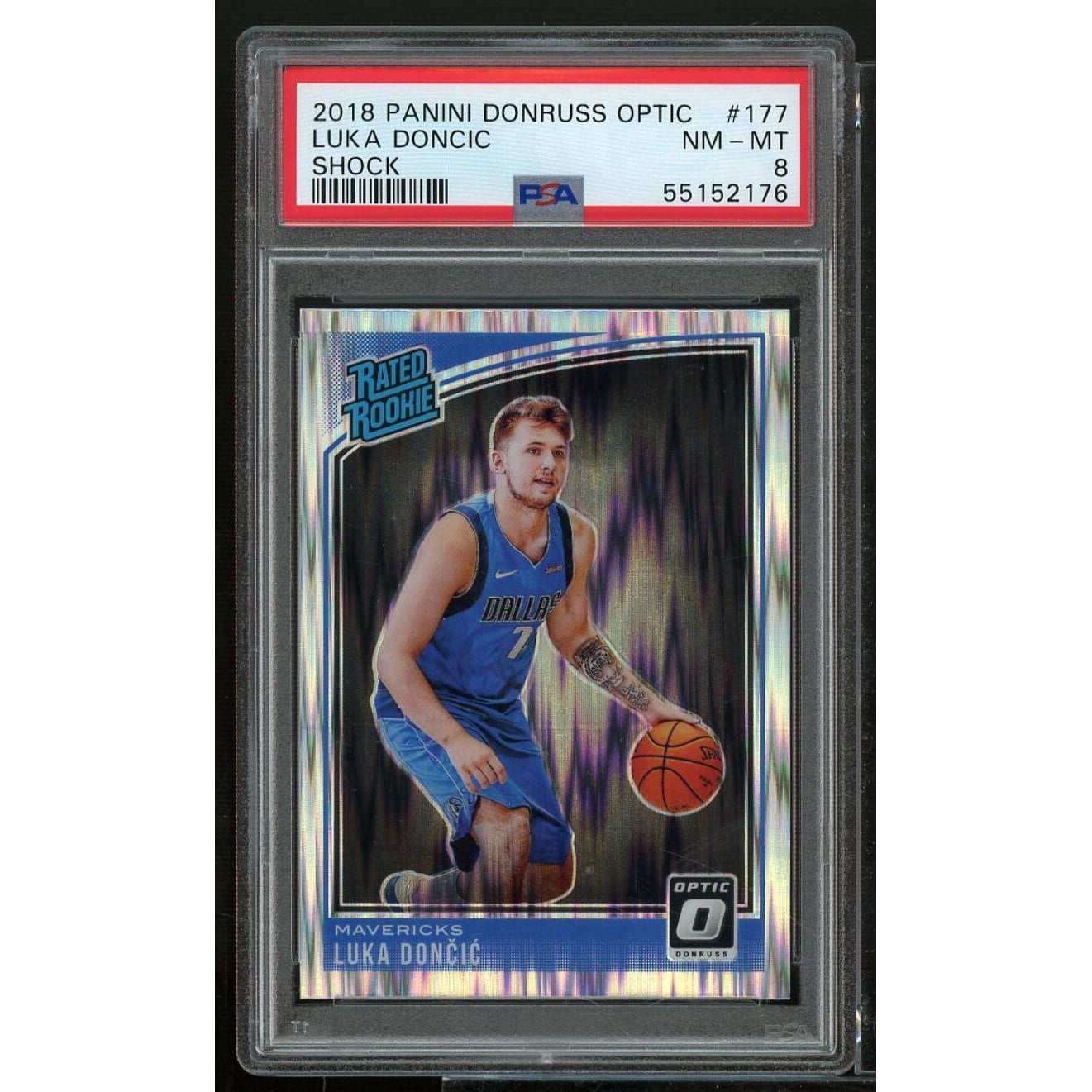 Luka Doncic Rookie Card 2018-19 Panini Donruss Optic Shock #177 PSA 8