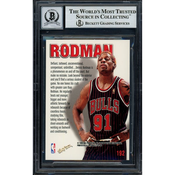 Dennis Rodman Autographed 1997-98 Skybox Zuperman Card #192 
