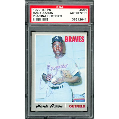 Autographed Hank Aaron MLB Trading Cards, Autographed Trading 