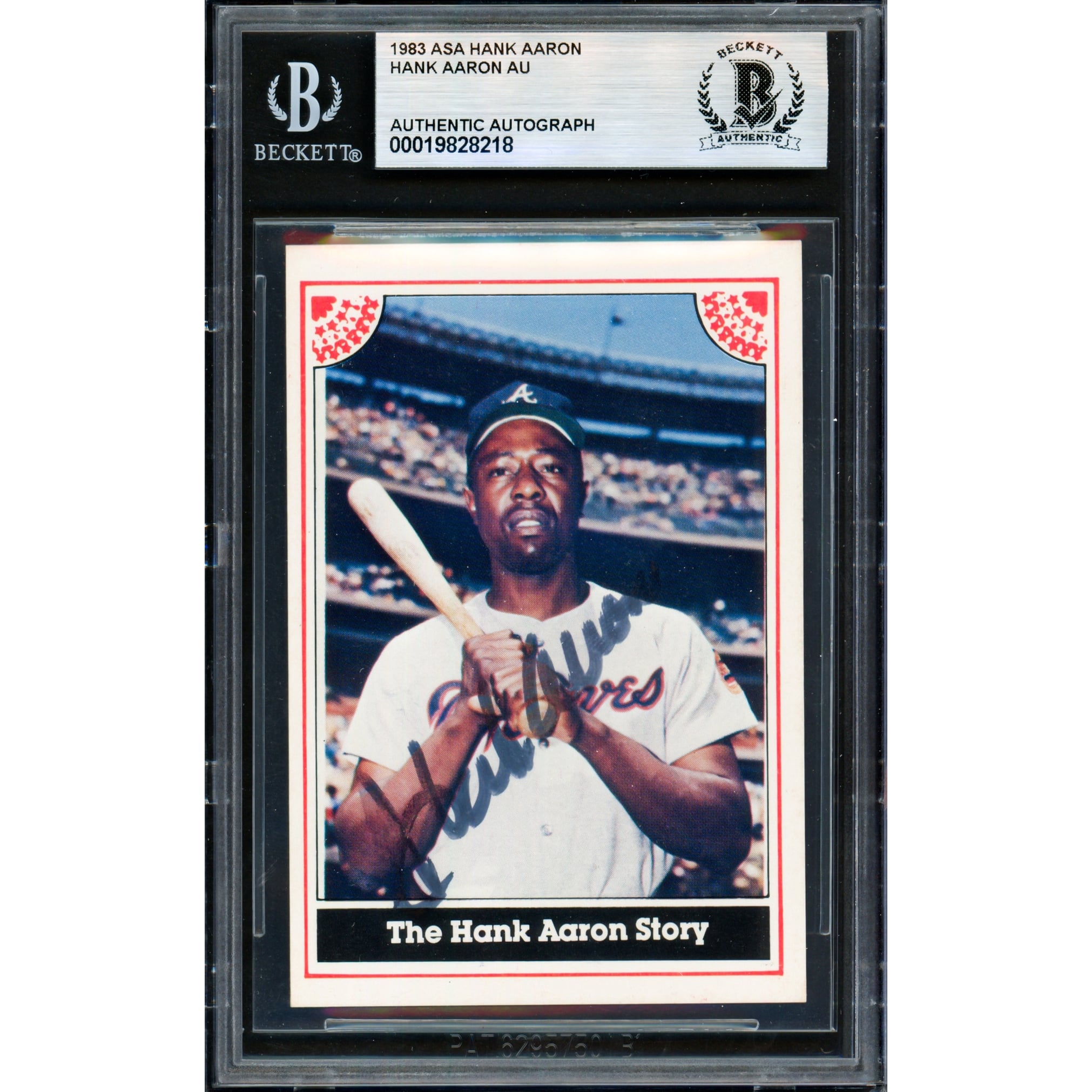 Hank Aaron Autographed 1983 ASA Card Atlanta Braves Beckett BAS 