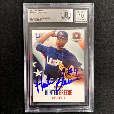 MLB Hunter Greene Signed Trading Cards, Collectible Hunter Greene 