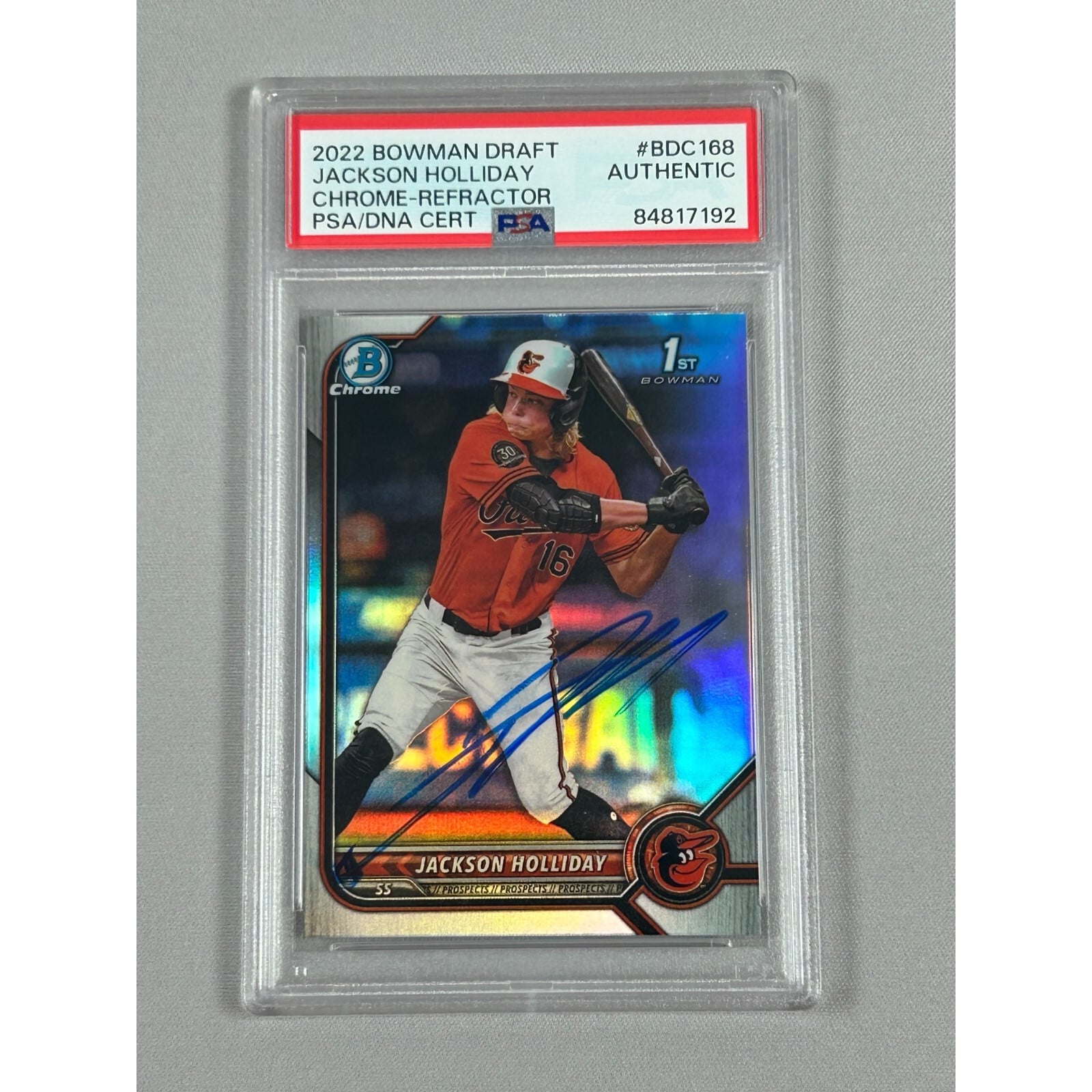 Jackson Holliday Signed 2022 Bowman Draft Chrome Refractor Card 