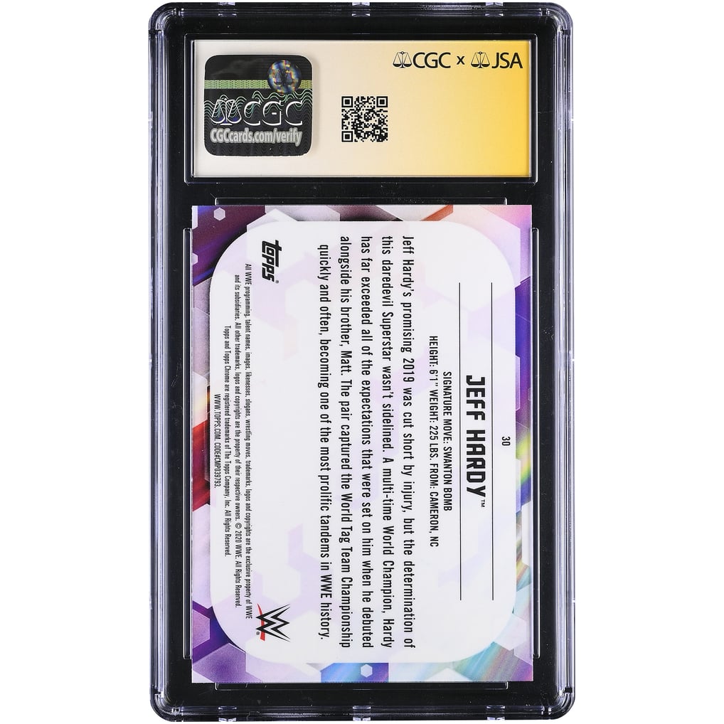 Jeff Hardy WWE Autographed 2020 Topps Chrome #30 CGC Fanatics Witnessed ...