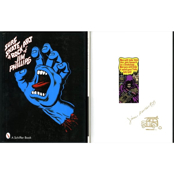 Jim Phillips SIGNED Surf Skate & Rock Art SC Screaming Hand PSA 