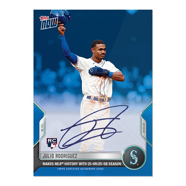 Julio Rodriguez Signed Makes History 25-hr/25-sb Season Topps Now 