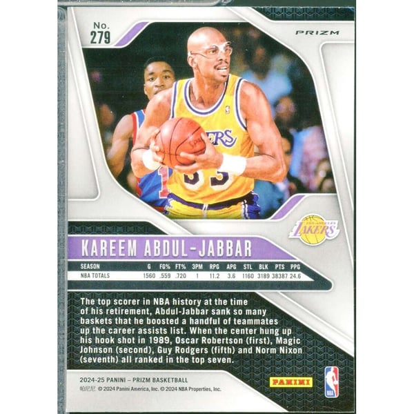 Kareem Abdul-Jabbar Card 2024-25 Panini Prizm Prizms Red Ice #279
