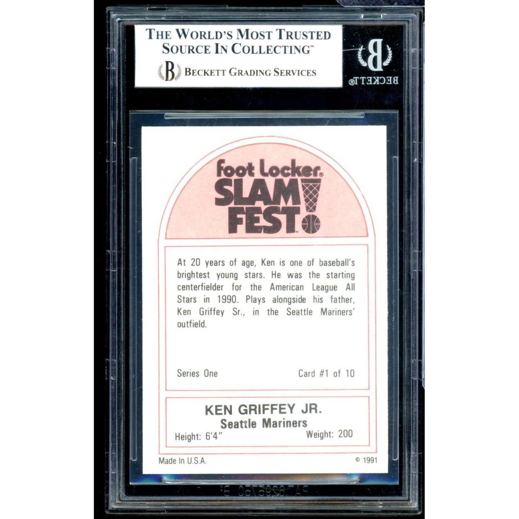 Ken Griffey Jr. Card 1991 Foot Locker Slam Fest #1 BGS 9