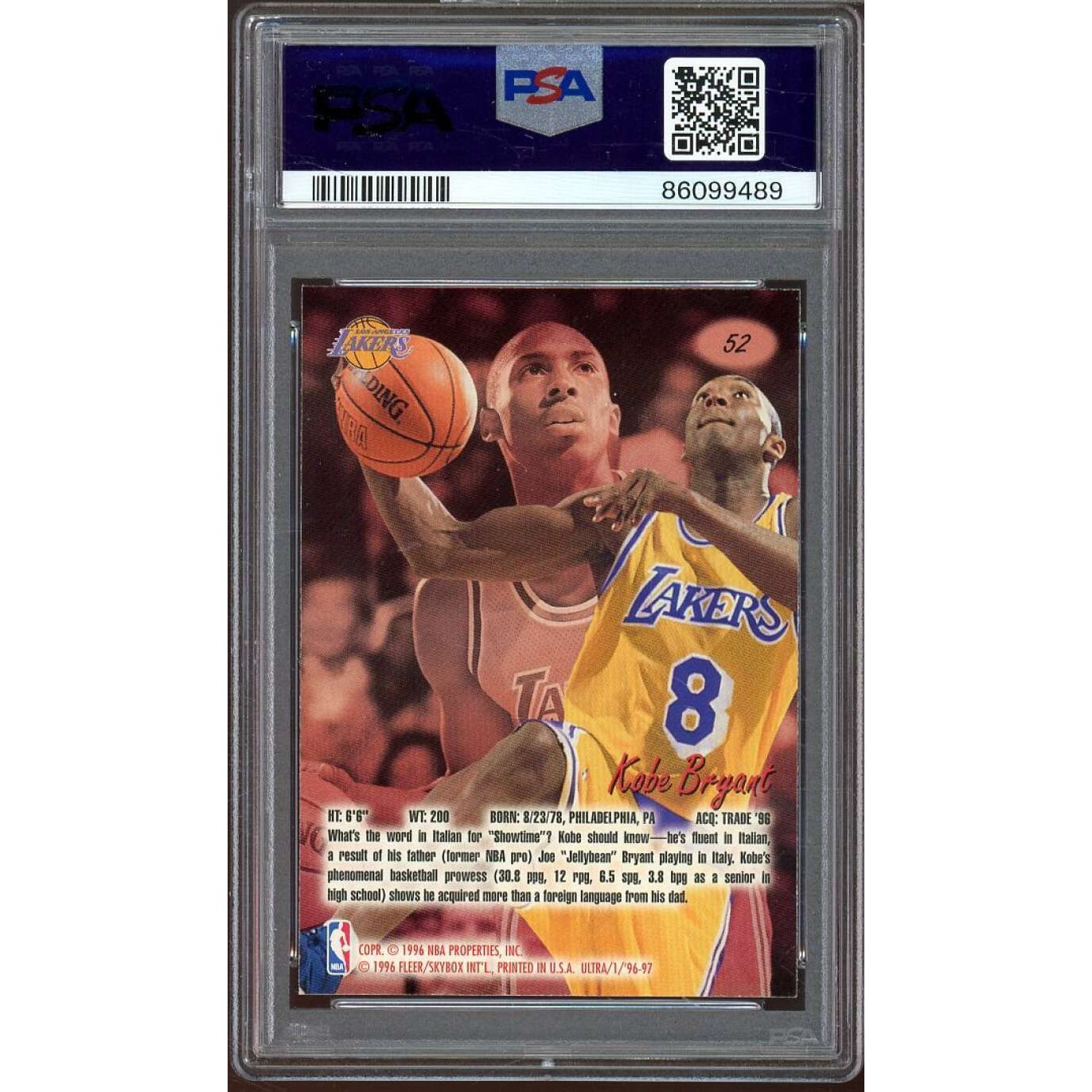 PSA9 kobe bryant rc 1996-97 ultra PSA 1996-97 0 w⁄Coating #74 Pristine