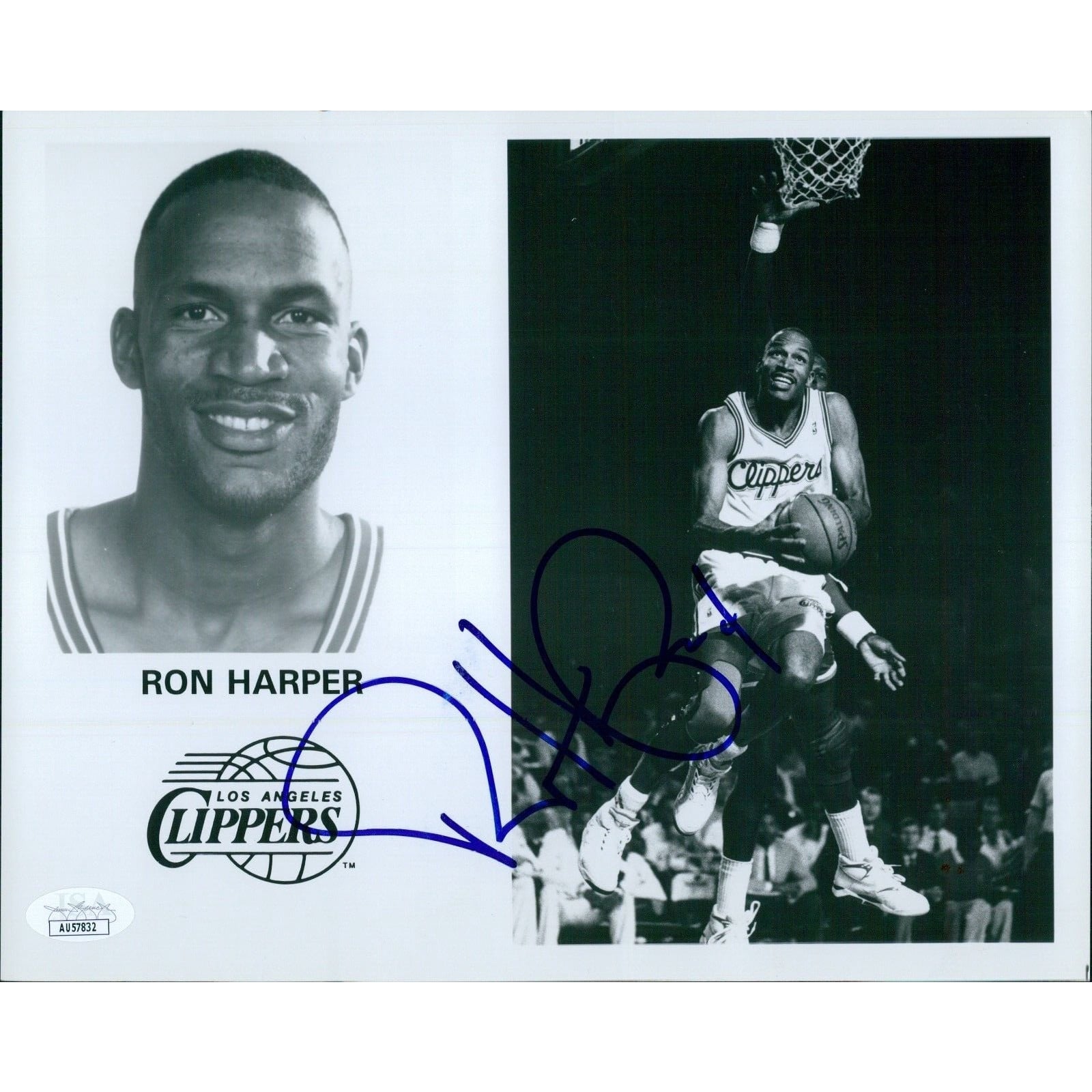 Ron Harper Los Angeles Clippers Signed 8x10 Glossy Photo JSA 