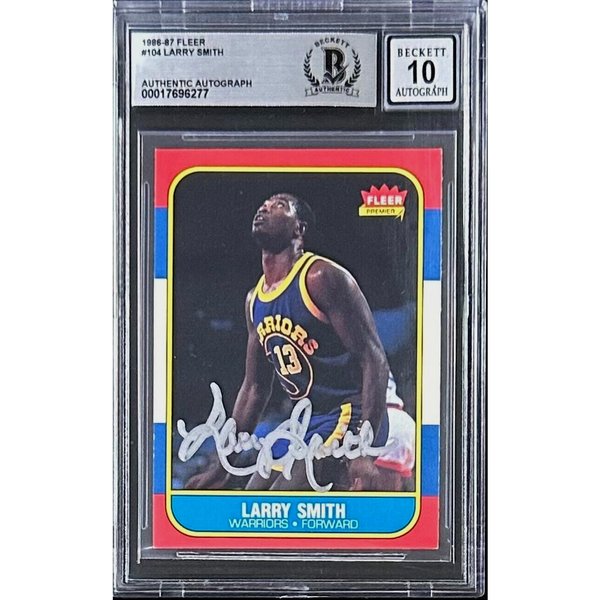 Larry Smith Signed 1986-87 Fleer Card #104 Beckett Golden State 