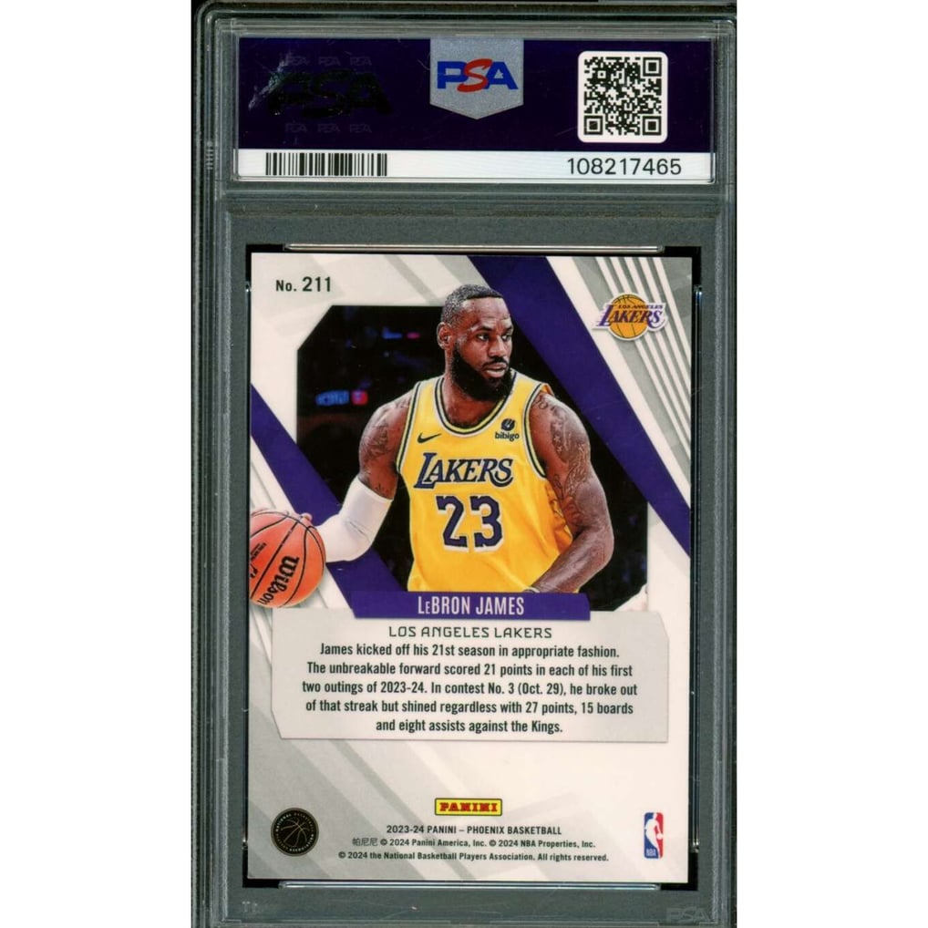 LeBron James Card 2023-24 Phoenix Blue Ice #211 PSA 9