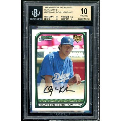 MLB Clayton Kershaw Signed Trading Cards, Collectible Clayton カーショウBOWMAN CHROME 1st KERSHAW サインauto