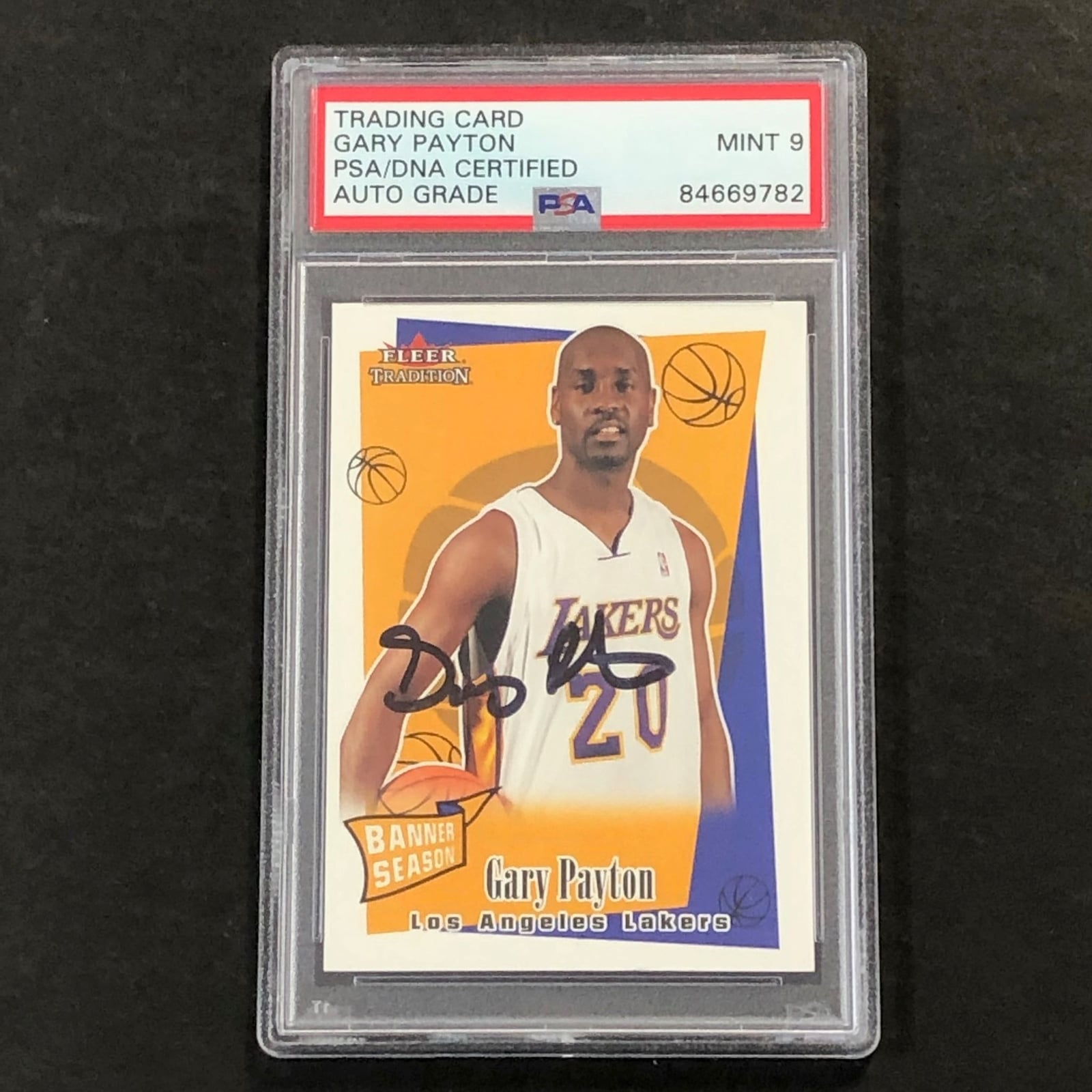 2003-04 Fleer Tradition #259 Gary Payton Signed Card AUTO 9 PSA 