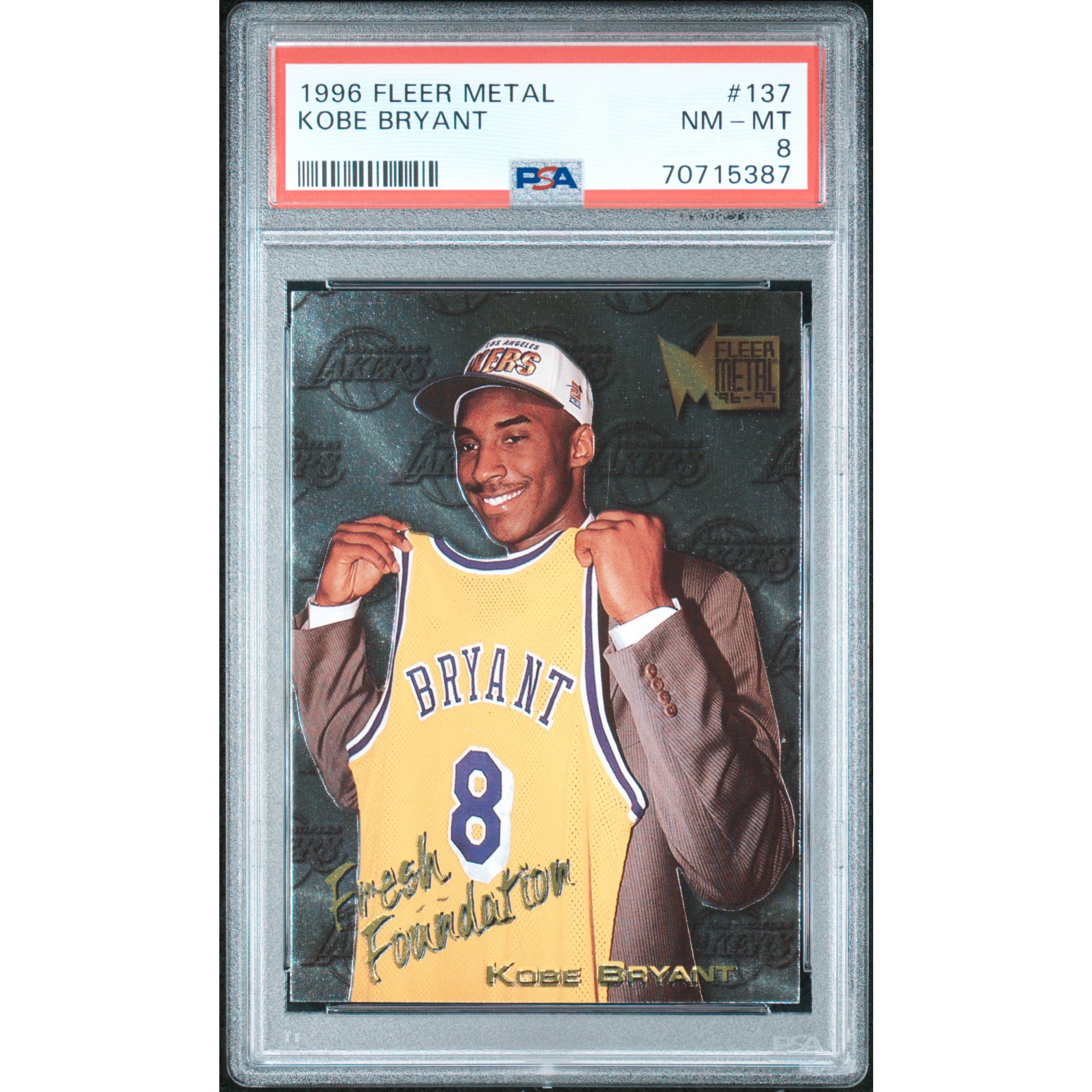 1996-97 Fleer Metal Kobe Bryant Cyber Metal Rookie RC PSA 8 Kobe Bryant RC Cyber Metal PSA レイカーズ NBA