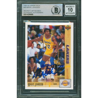 Magic Johnson Signed 1991 Upper Deck #34 Card – Auto 10 – BAS Slabbed – Lakers