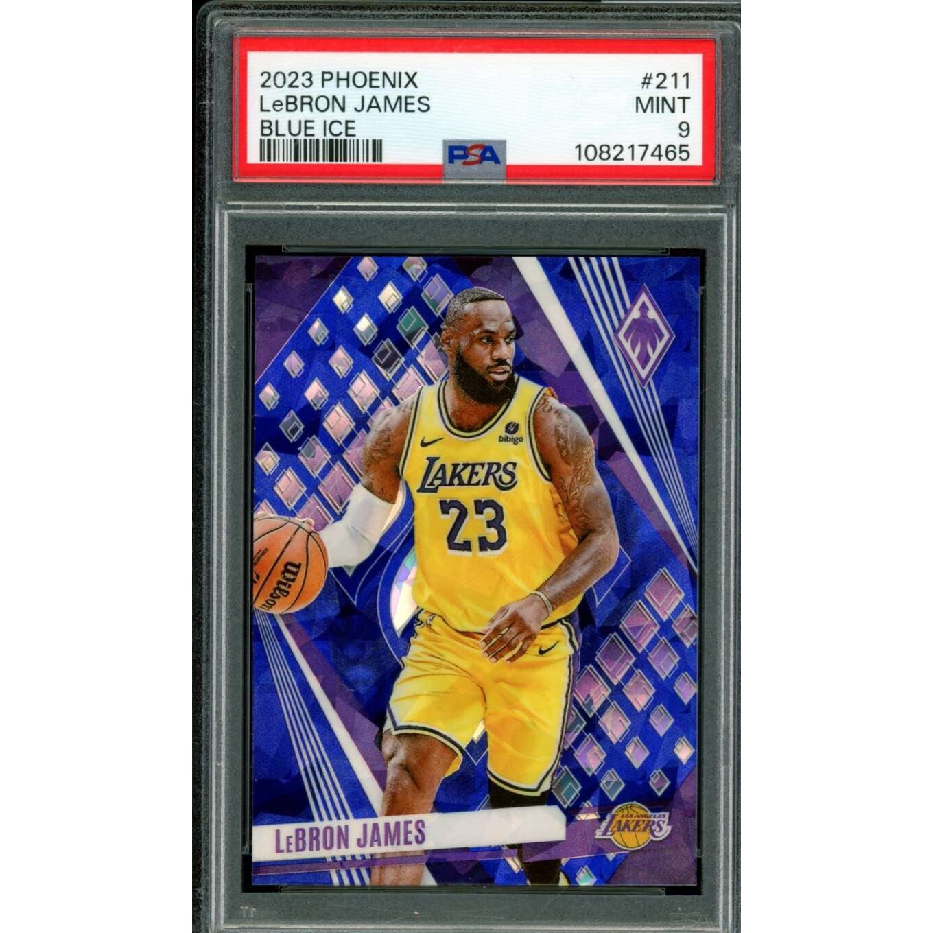 LeBron James Card 2023-24 Phoenix Blue Ice #211 PSA 9