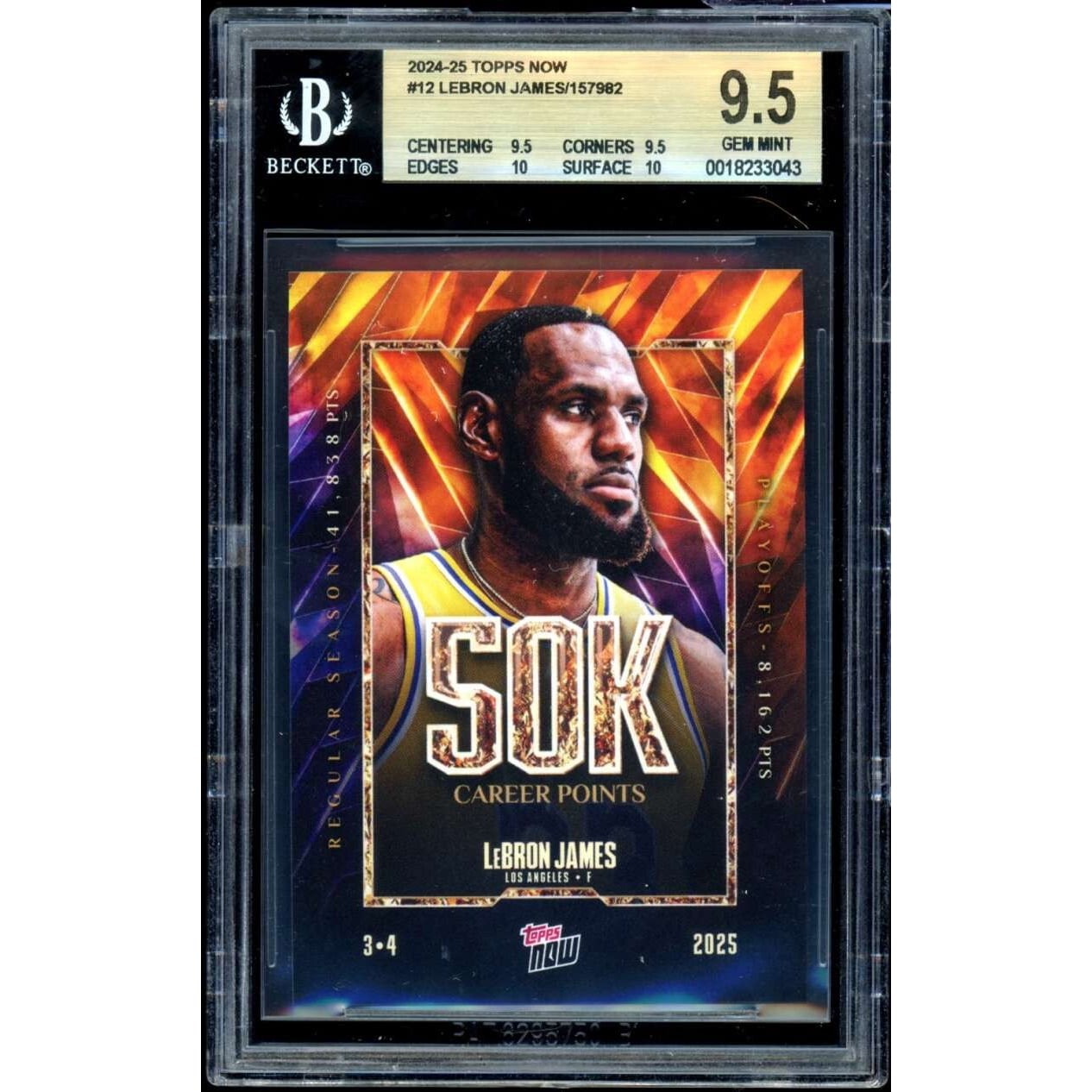 LeBron James Card 2024-25 Topps Now #12 BGS 9.5