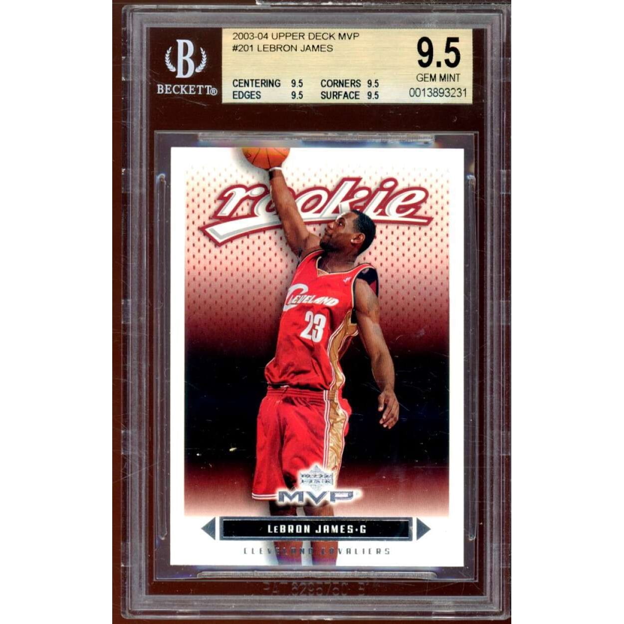 LeBron James Rookie Card 2003-04 Upper Deck MVP #201 BGS 9.5 (9.5 