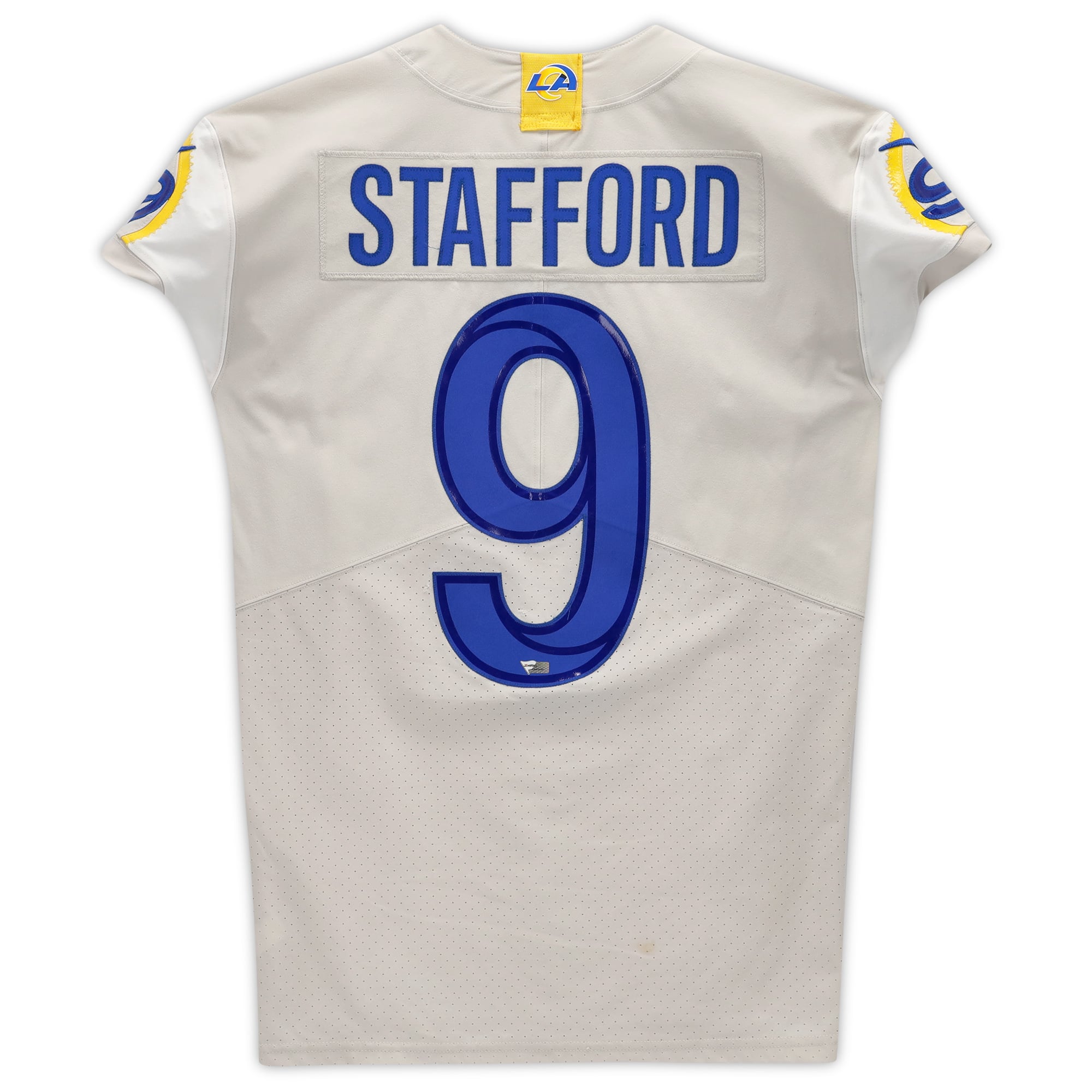 Matthew Stafford White Los Angeles Rams Game-Used #9 Jersey vs