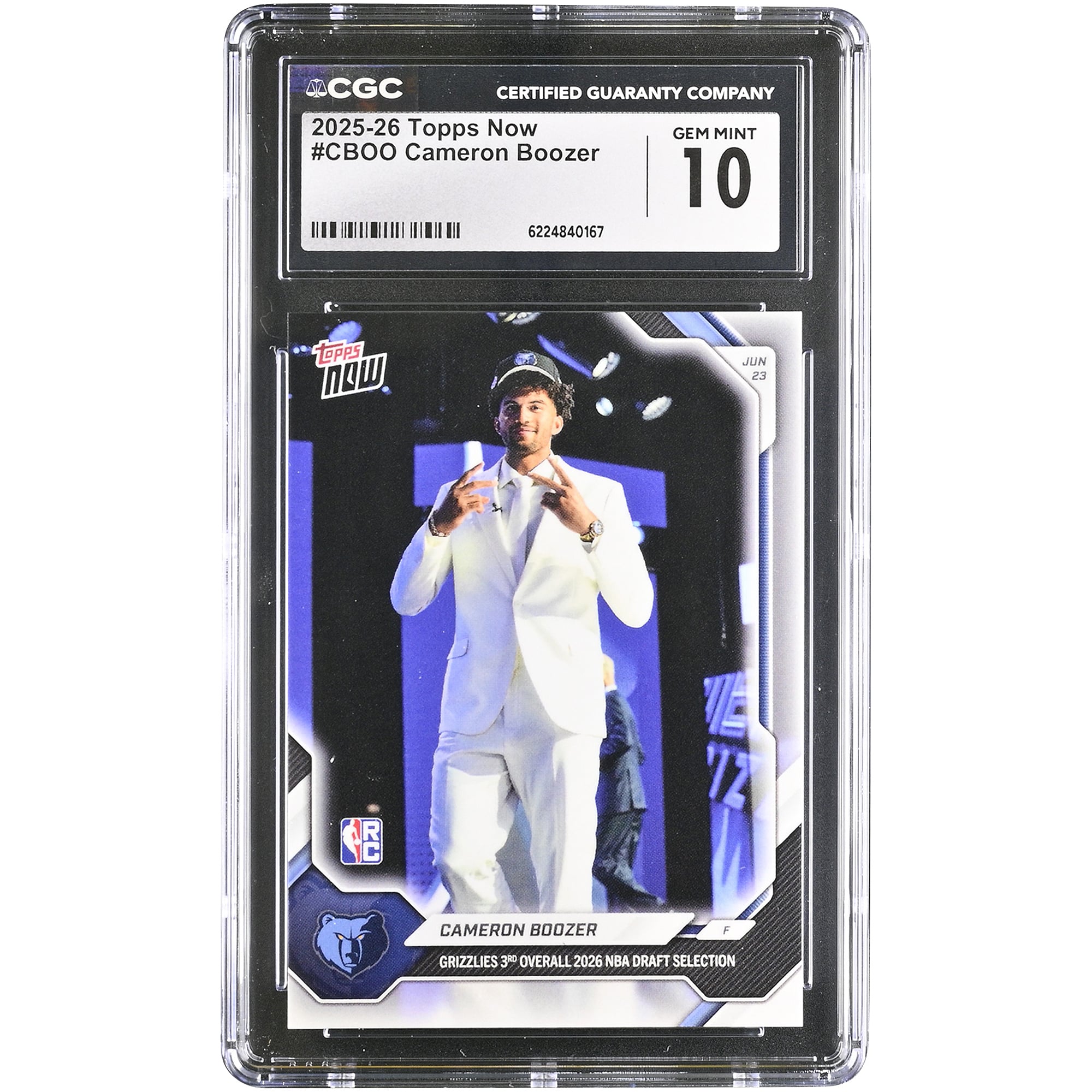 Cameron Boozer Memphis Grizzlies 2025-26 Topps Now Grizzlies 3rd ...