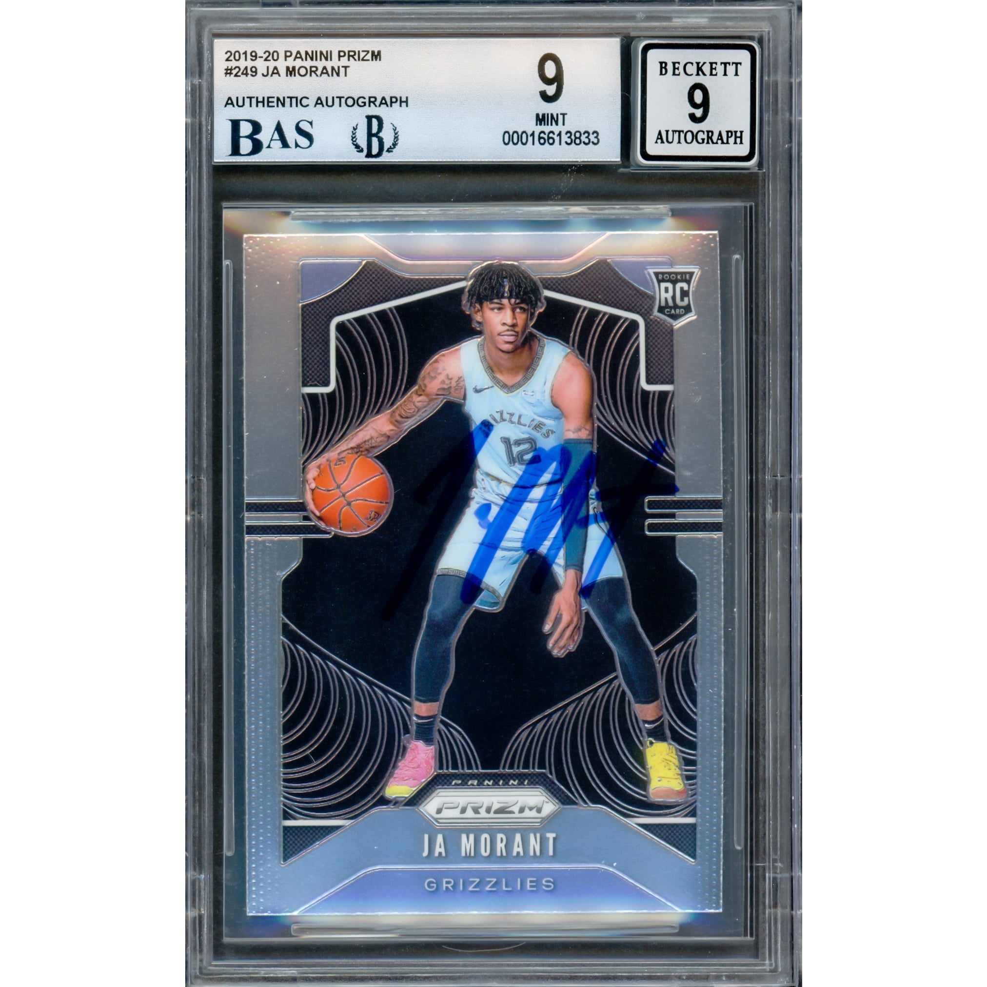 Ja Morant Autographed 2019-20 Panini Prizm Rookie Card #249 