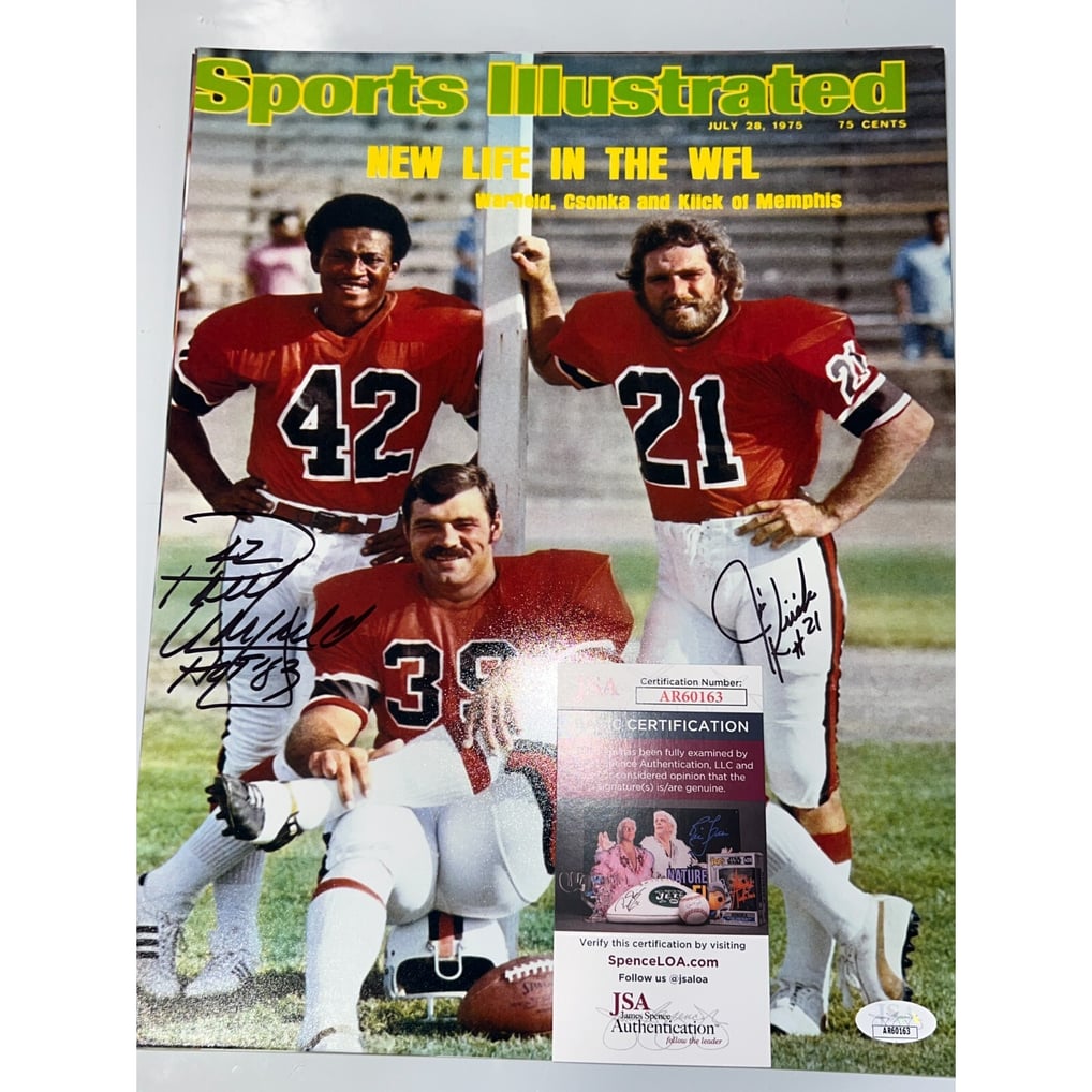 PAUL WARFIELD / JIM KIICK WFL PSA SPORTS ILLUSTRATED COVER SIGNED 11x14