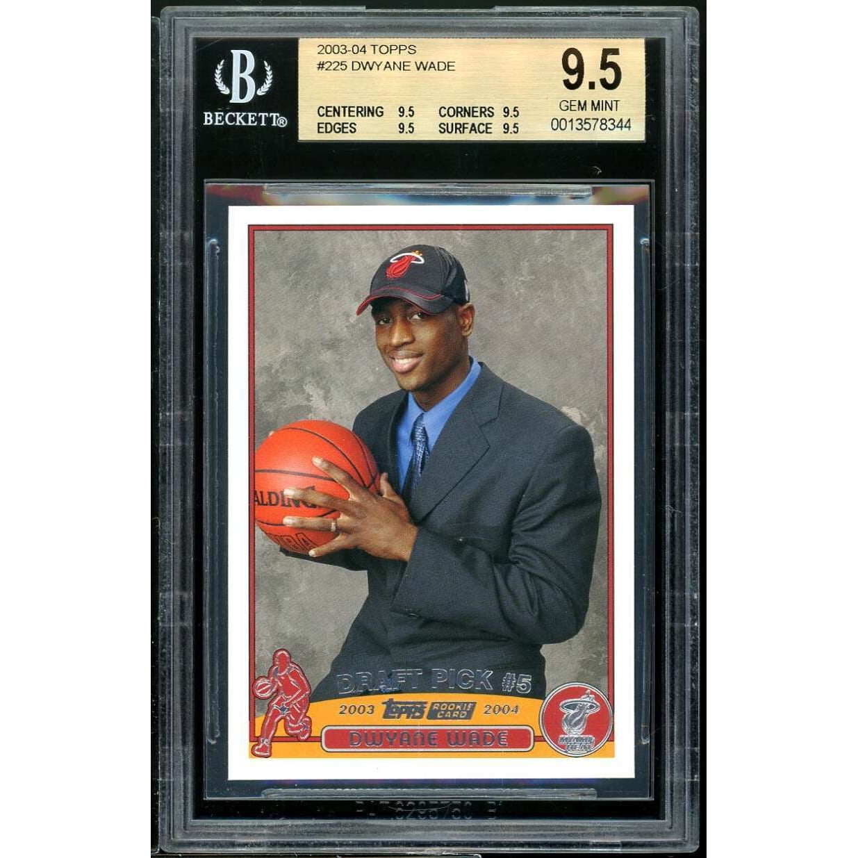 Dwyane Wade Rookie Card 2003-04 Topps #225 BGS 9.5 (9.5 9.5 9.5 9.5)